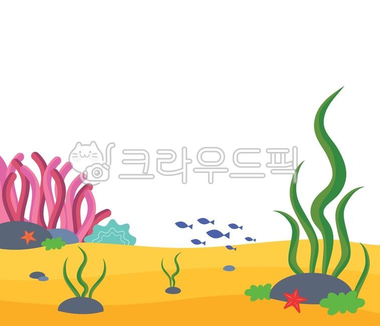 여름,배경,여백,해초,바닷속,풀,불가사리,돌,모래,물고기,ppt,게시판,일러스트,벡터,수중,물속,풍경,물고기떼,수족관,깔끔한,그래픽