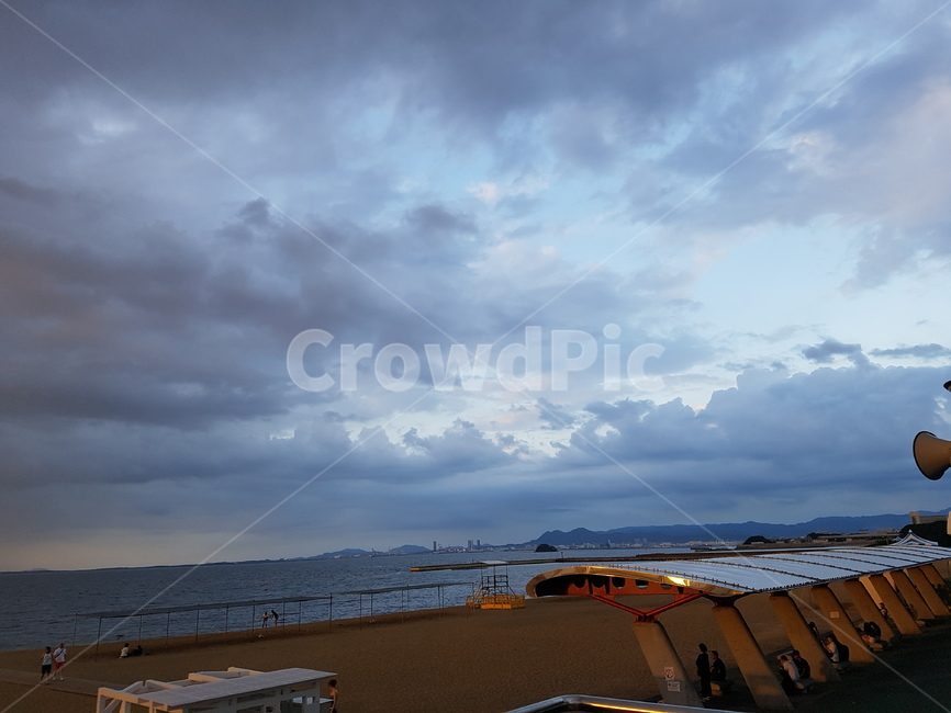 후쿠오카,모모치해변,구름,하늘,sunset,sea,해변,바다,beach,sea