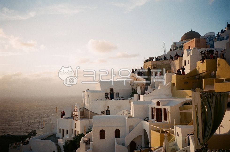 그리스,산토리니,건물,필름사진,하늘