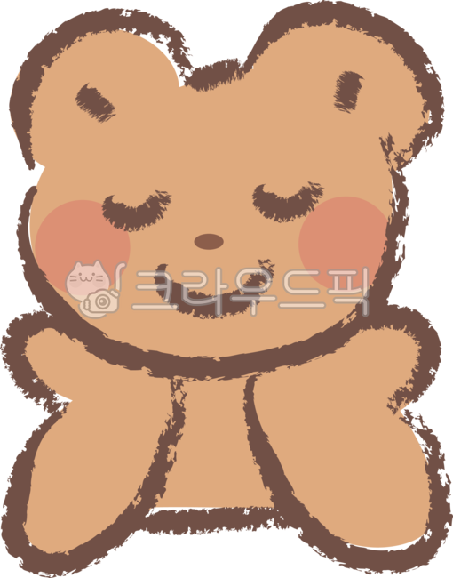 일러스트,귀여운,아이콘,심볼,클립아트,색연필,연필,유치원,어린이집,키즈,얼굴,표정,미소,동물,턱받침,꽃받침,포즈,스마일,인형,캐릭터,곰인형,곰돌이,테디베어,눈감은,곰돌이캐릭터