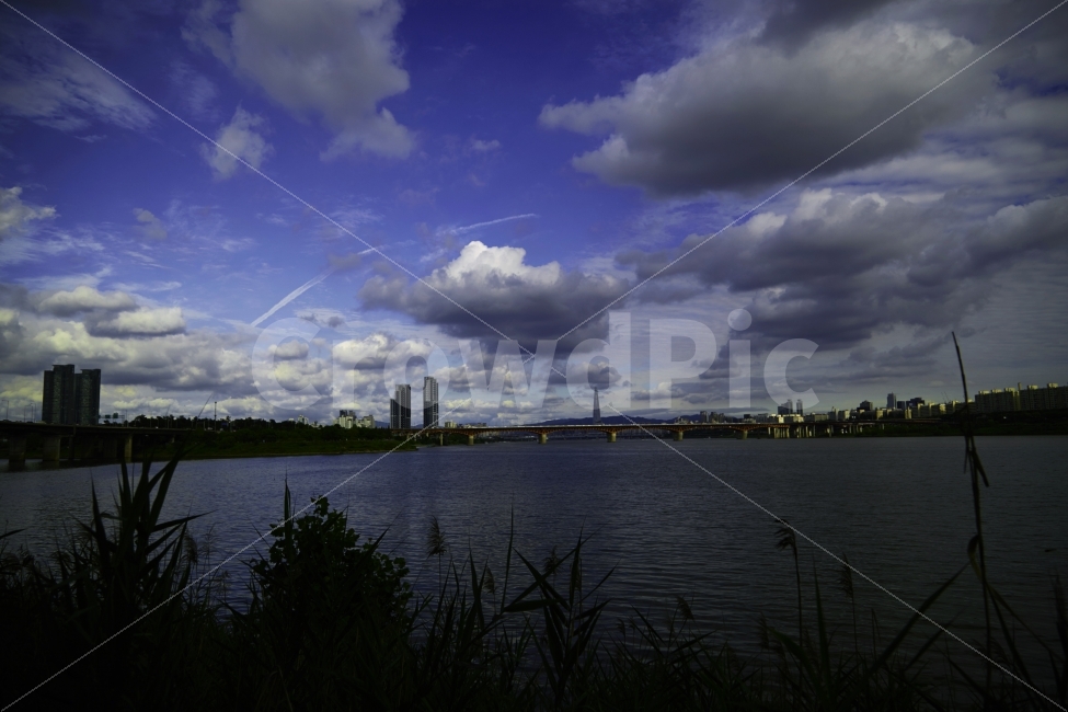 한강,성수대교,여름날,구름,저녁노을,하늘,야경,도시,풍경,city,landscape,nature,자연,weather,날씨,outdoors,옥외,sky,cumulus,적운,cloud
