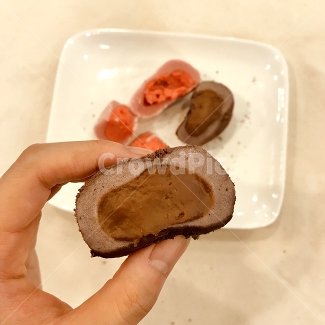 떡,음식,찹쌀떡,딸기크림찹쌀떡,초코찹쌀떡