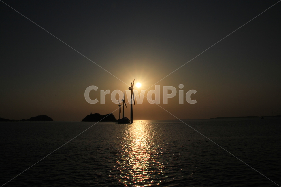하늘,일몰,노을,섬,풍력발전기,자연,풍경,nature,landscape,light,빛,flare,플레어