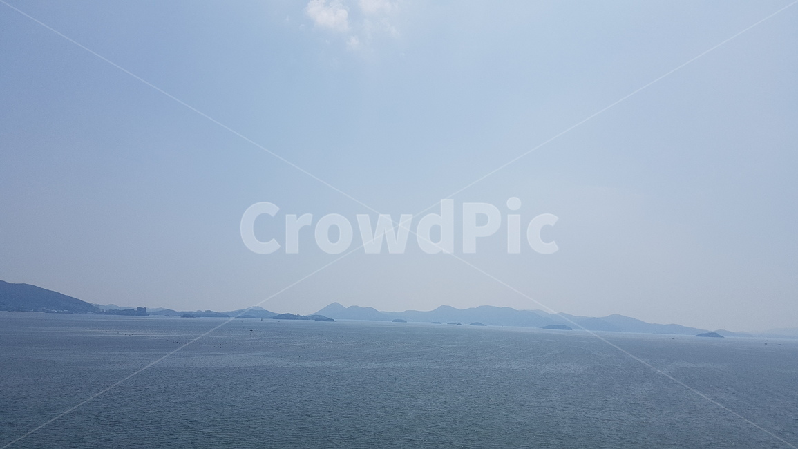 바다,하늘,산,경계,시원함,청량,맑음