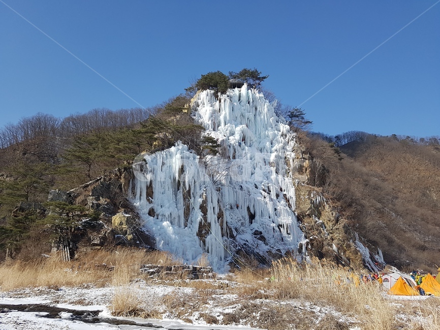 한국,화천,딴산,겨울,겨울산,인공폭포,강원도