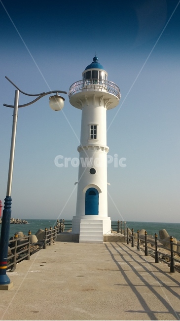 등대,배경,파란색,가로등,바다,문,창문,하늘