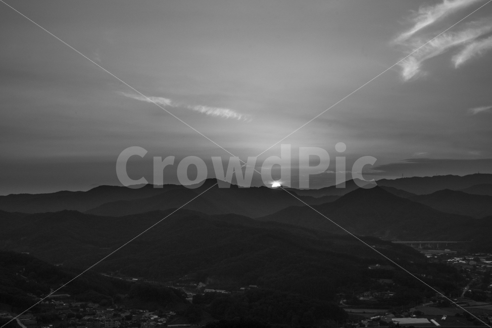 풍경,시골,흑백,일몰,저녁,노을,자연,풍경,nature,landscape,한국자연풍경,한국자연경관,korea nature landscape,흑백,모노톤,monochrome,black and white,outdoors,옥외,mountain range,산맥,mountain,산