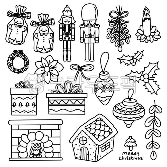 겨울,크리스마스,성탄,라인드로잉,캐릭터,색칠,색칠공부,컬러링,유치원크리스마스색칠,성탄절,스티커,아기자기,귀여운,다꾸,꾸미기,쿠키,진저브레드,진저맨,호두까기인형,나뭇잎,리본,양초,캔들,호랑가시나무,종,오너먼트,장식,트리,트리장식,캘리그라피,선물,선물상자,벽난로,과자집,과자,문,리스,데코,삽화,도안