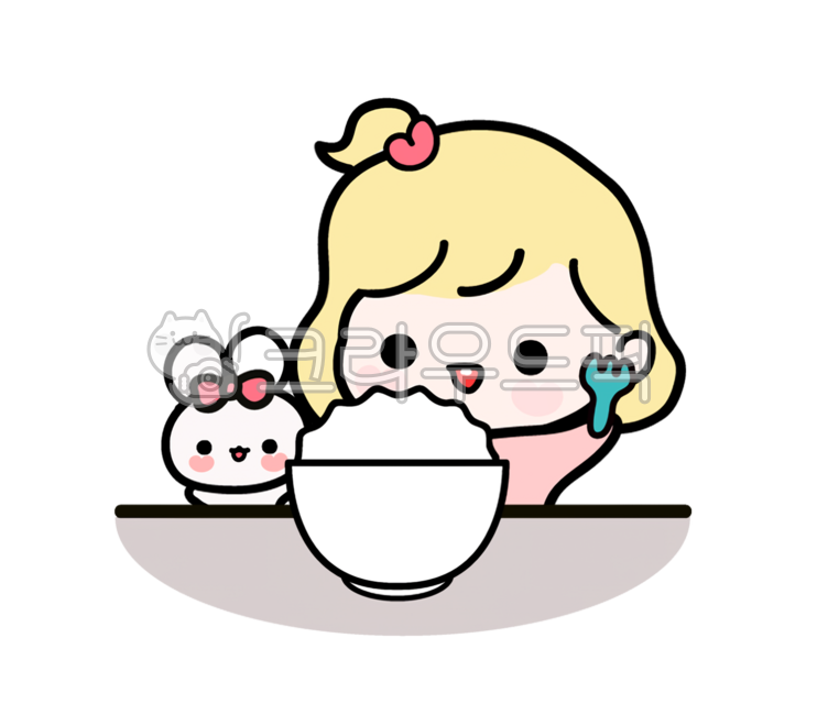 이모티콘,맛밥,식사,밥,점심밥,메세지,일상,일상생활,여자아이,토끼,점심시간,이모지,캐릭터,스티커