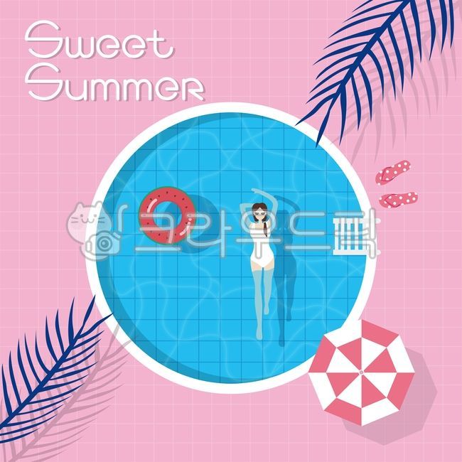 typography,pink,parasol,shadow,one piece,summer,swimming,swimming pool,coolness,design,tile,vacation,swimsuit,flip flops,female,sunglasses,Vacation,top view,pool,water,Summer Illustration Contest,tropical,tube,watermelon tube,water play,blue,background,pe