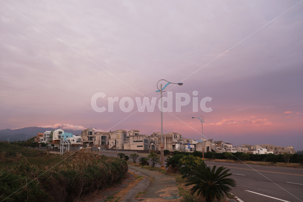 제주도,제주도하늘,핑크색하늘,해질녘,분홍색하늘,해지는하늘,도로,road,tarmac,asphalt,jeju,jejuisland,jejunature
