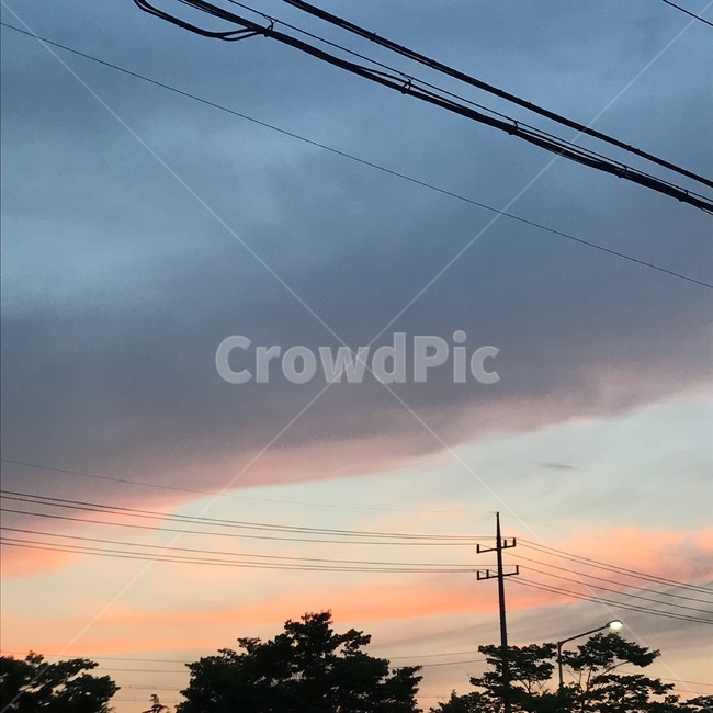 구름,하늘,sky,cloud,자연,nature,옥외,outdoors,cable,케이블,powerlines,전력선,가로등,나무,tree