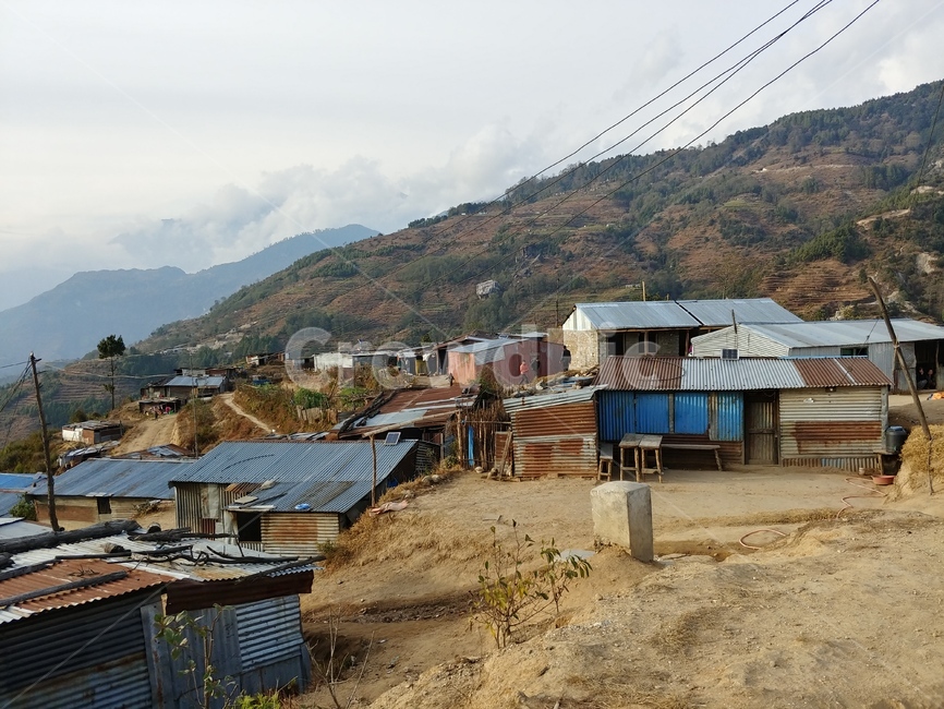 산,집,네팔,마을,건물,양철,양철집,하늘,구름,안개,시골,마을,풍경,landscape,country,rural,town,해외,외국,세계,foreign,oversea,world