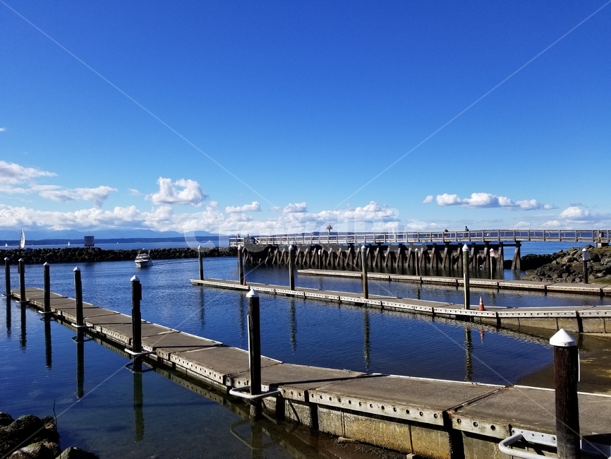 pier,water,물,dock,포트,파란하늘,구름,다리