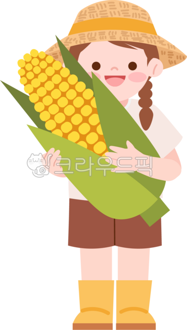 어린이,초등학생,초등어린이,밀집모자,반팔,여름,텃밭가꾸기,농사체험,농부체험,옥수수,옥수수수확,농작물,소녀