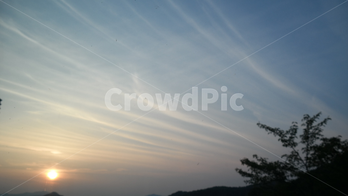하늘,노을,태양,해,자연,outdoors,nature,sky,띠,모양,구름