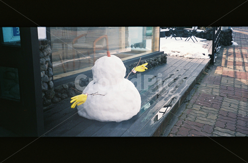 눈사람,겨울,눈,목장갑,유머,동네,마을,필름,필름사진,파노라마,겨울,계절,winter,season