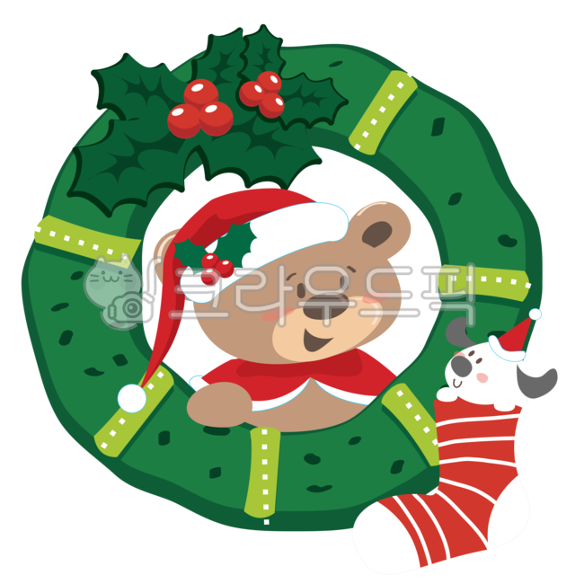 gift,Christmas wreath,kindergarten,Christmas,Little fairy,book,Santa Claus,winter,wreath decorating,memo paper,bulletin board gift,December,little sock fairy,Ornaments,stationery,bear,winter play,daycare center,notification card,girl,with friends,puppy,sn