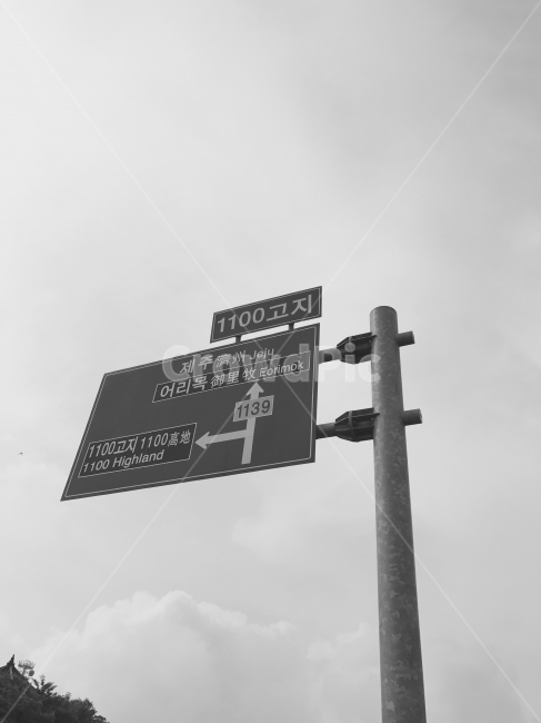 흑백,제주도,1100,안내판,한라산,흑백,모노톤,monochrome,black and white,교통,교통수단,traffic,transportation