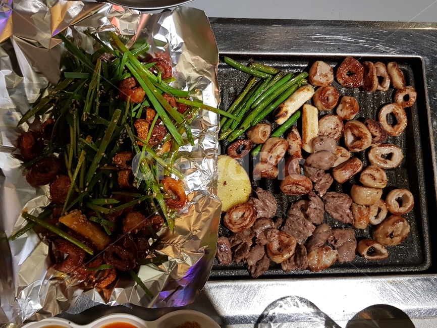 생막창,양념막창,먹방,안주,굽기