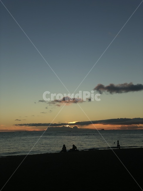 하와이,선셋,와이키키,노을,해질녘,파란하늘,자연,풍경,nature,landscape,outdoors,옥외,sky,하늘,sunset,일몰,dusk,황혼,dawn,새벽,red sky,붉은 하늘