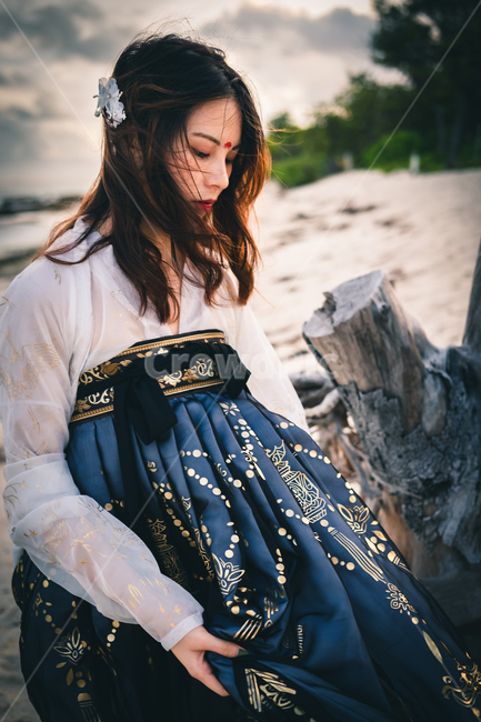 한복,해변,여성한복,여성인물,여성,전통의상,사람,인물,인간,human,person,여성,여자,woman,female,lady