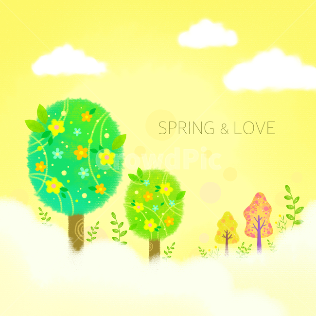 구름,나무,꽃,봄,감성,표지,전단지,자연,풍경,nature,landscape,그래픽,일러스트레이션,graphic,illustration