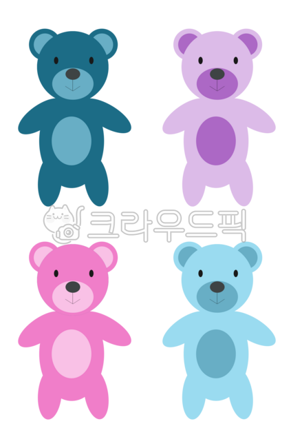 Teddy bear,bear doll,set,illustration,animal,bear,pink,sky blue,purple,light purple