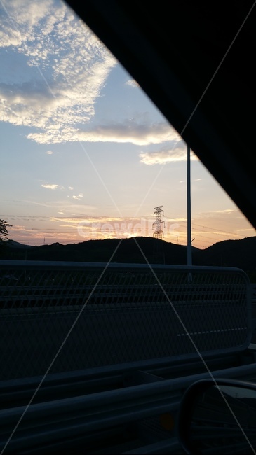 석양,서쪽하늘,구름,철탑,순간