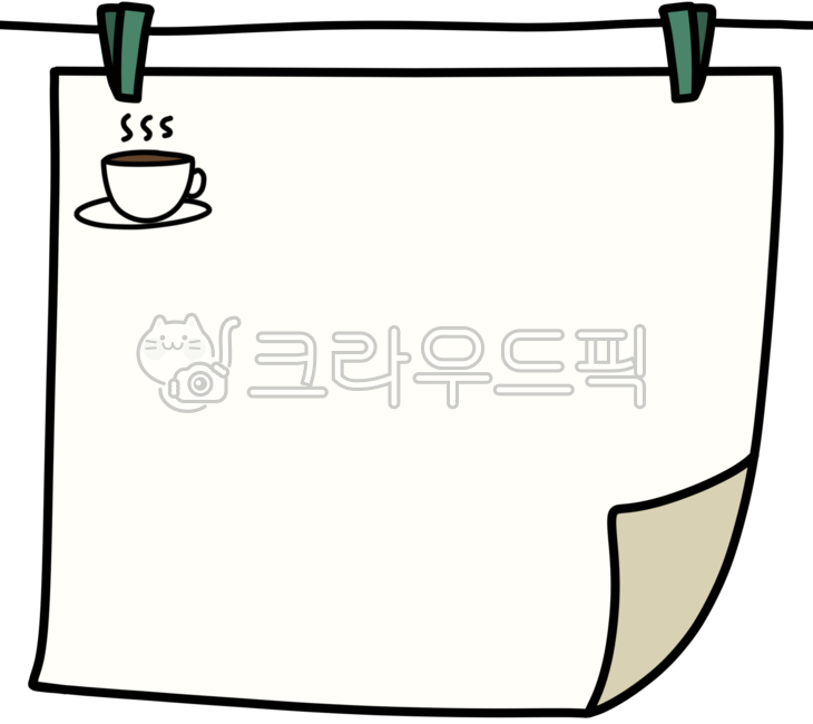 cartoon style,hand drawing,coffee,notepad,memo,tongs
