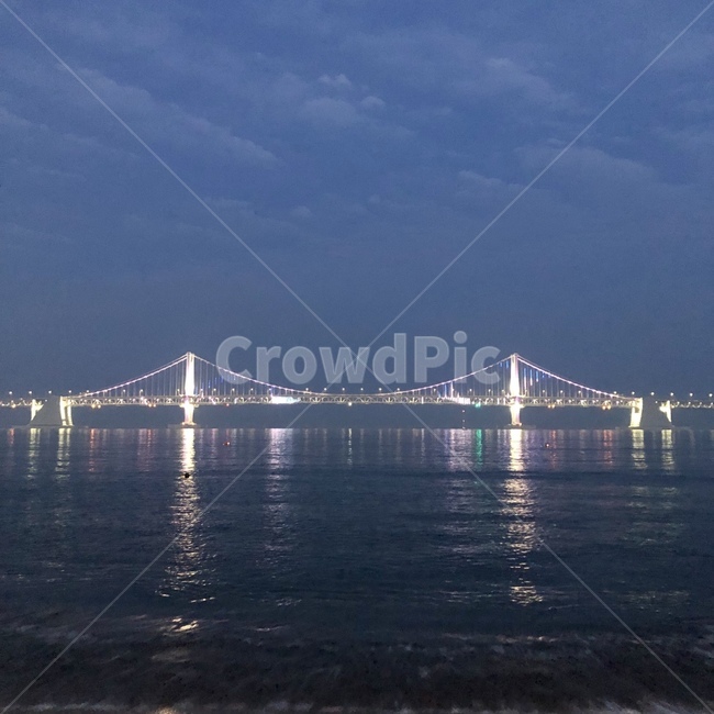 광안대교,광안리해수욕장,야경,바다,다리,하늘