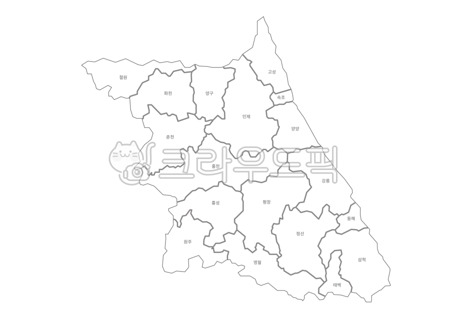 강원도지도,강원도,한국지도,한국,지도,지방,행정구역,png,누끼,맵,관할,경계,도시,map,korea,대한민국지도,우리나라,boundary,line,background,white,누끼,remove background