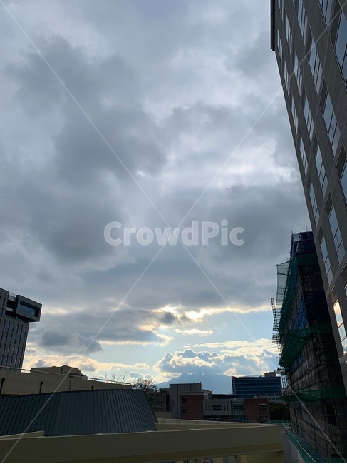 저녁,하늘,건물,노을,구름,대학교