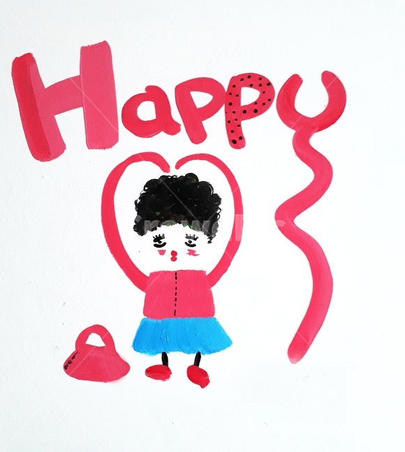해피,행복,손그림,일러스트,여인