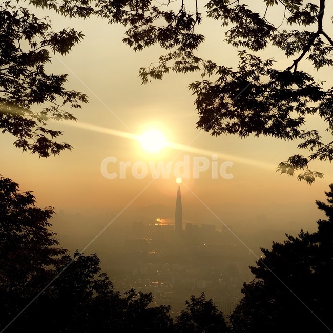 남한산성,롯데타워,노을,도시,풍경,자연,자연,풍경,nature,landscape,flare,플레어,light,빛