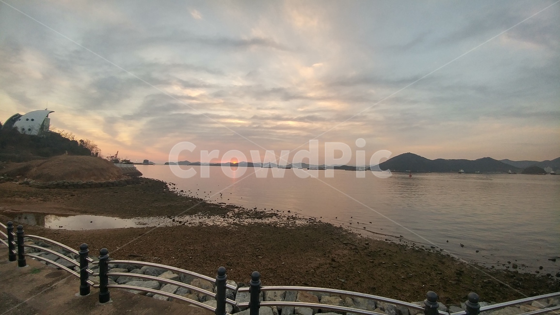 저녁,노을,바다,섬,석양,펜션,카페,울타리,해안로