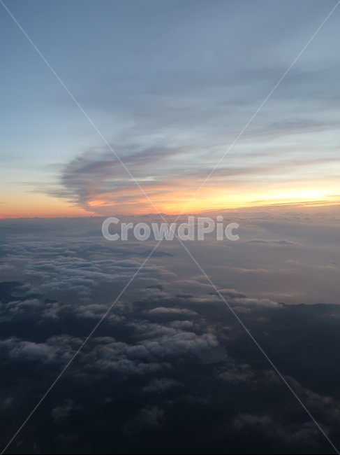 horizon,하늘,구름,cloud,sea,airplane,sunrise,일출,자연,nature,outdoors,sky