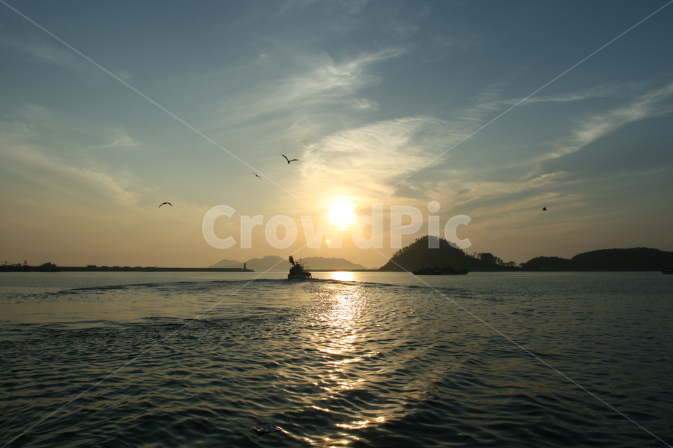 충청남도,서산군,안흥항,석양,출항,풍경