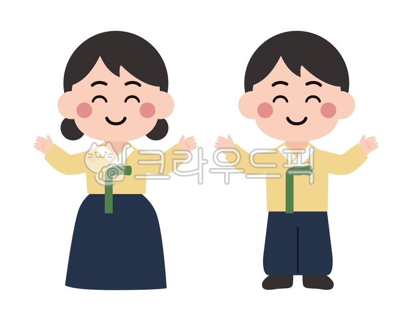 캐릭터디자인,귀여운일러스트,카툰스타일,사랑,로맨스,미소,흰배경,디지털아트,한복커플,한국커플,전통의상,한국전통문화,전통결혼,웨딩커플,커플일러스트,문화유산,축제,기념일,명절,추석,설날,인물일러스트,한복,혼례,전통혼례