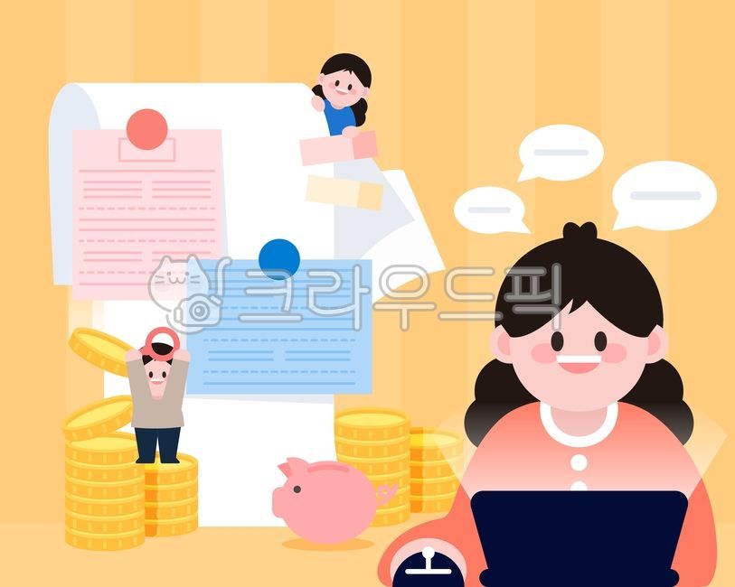 백그라운드,돼지저금통,돈,메모,남자,연말정산,영수증,세금,월급,세무관리,사람,여자,근로자,연말,저금통,직장인,금융,일러스트,동전,비즈니스,캐릭터,미니멀리즘,미니,계절,지폐,13월의월급