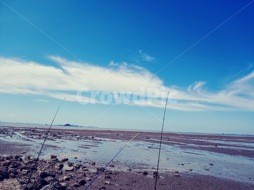 하늘,바다,파랑,낚시대,물,구름,자연,풍경,nature,landscape,water,outdoors,옥외