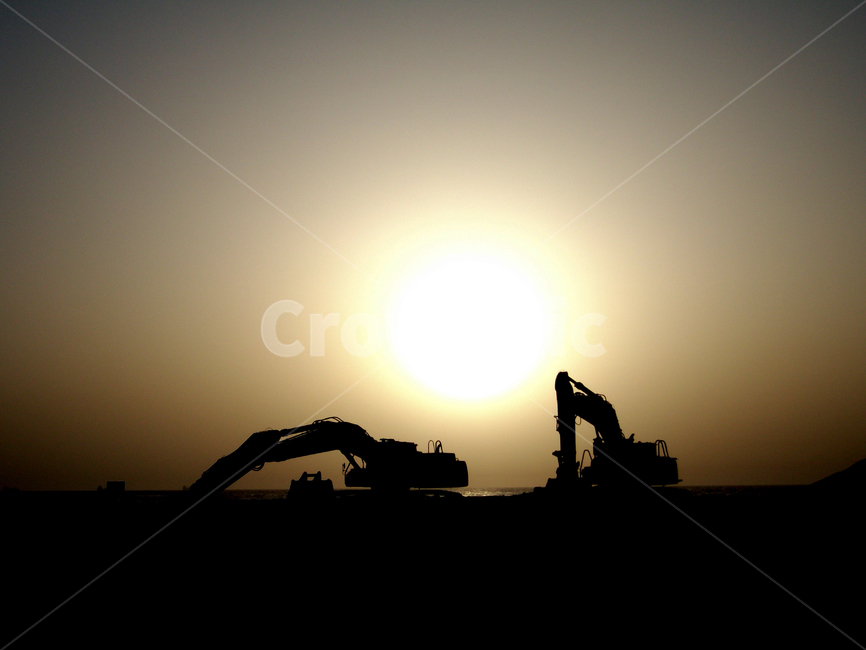 공사,현장,중장비,포크레인,실루엣,실루엣,그림자,silhouette,shadow,산업,industry,industrial