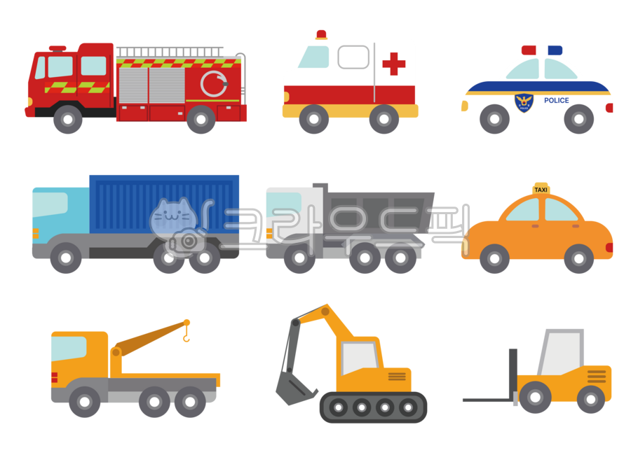 소방차,구급차,앰뷸런스,자동차,차,경찰차,폴리스카,컨테이너차,트럭,덤프트럭,택시,견인차,굴착기,포크레인,지게차,중장비,공사장,탈것,자동차꾸미기,탈것스티커