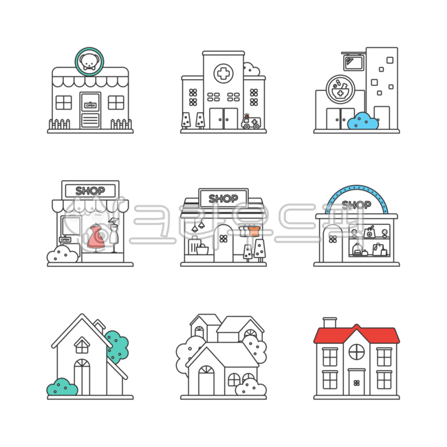 동물병원,병원,약국,옷가게,집,건물,빌딩,도시,마을,빌라,아파트,편의점,상점,할인점,쇼핑몰,가게,펜션,백화점,레스토랑,음식점,슈퍼마켓,식물,나무,창문,문,지붕,호텔,모텔,여관,숙박시설,울타리,어닝,카페,커피숍,프렌차이즈,간판