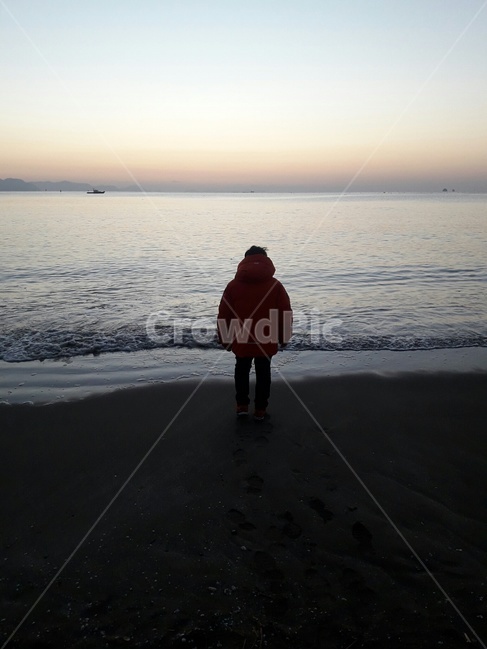 바다,뒷모습,하늘,풍경,모래사장