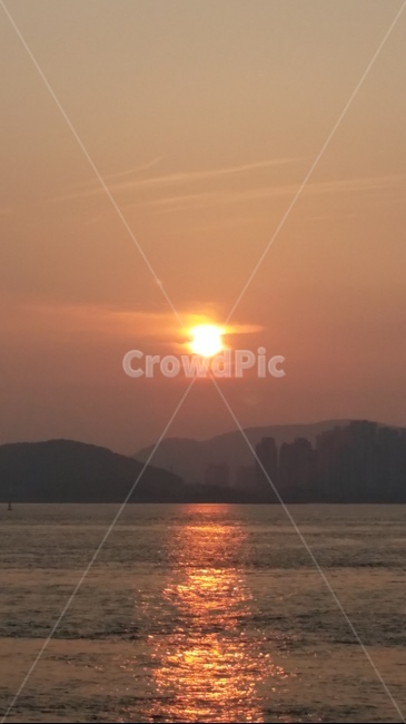 석양,태양,하늘,구름,바다,노을
