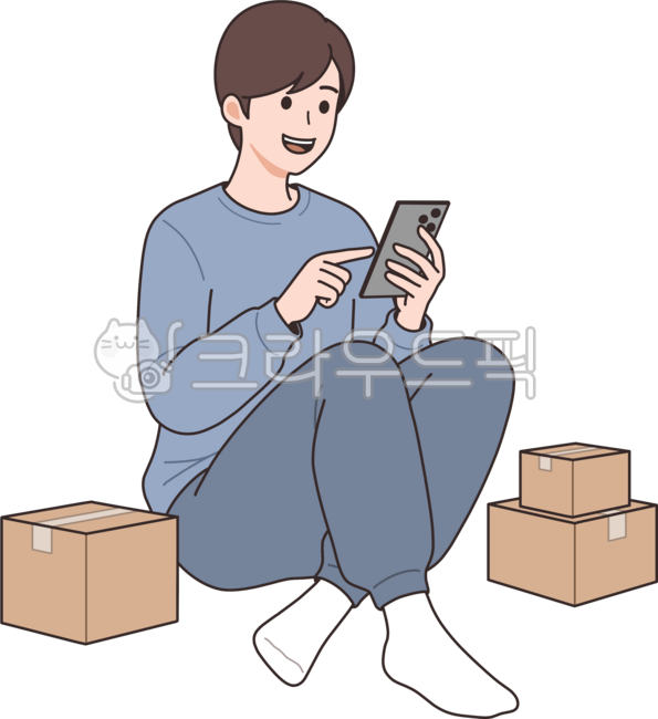 Customer,single person,single-person household,consumer,smart consumer,smartphone shopping,unboxing,order,payment,smartphone,delivery box,box,online shopping,mobile shopping,home shopping,same-day delivery,early morning delivery,homebody,