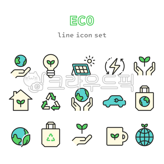 Icon,icon set,eco,eco icon,environment,environmental protection,earth,global warming,recycling,eco-friendly,sustainable,solar power,renewable energy,light bulb,plant,illustration,line icon,design source,icon source,energy,carbon neutra