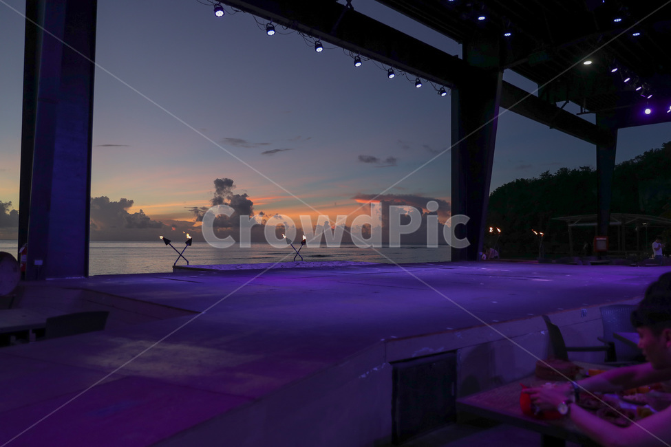 하와이,바다,밤바다,무대,괌,guam,hawai,sea,ocean,night,석양,노을,senset,stage,구름