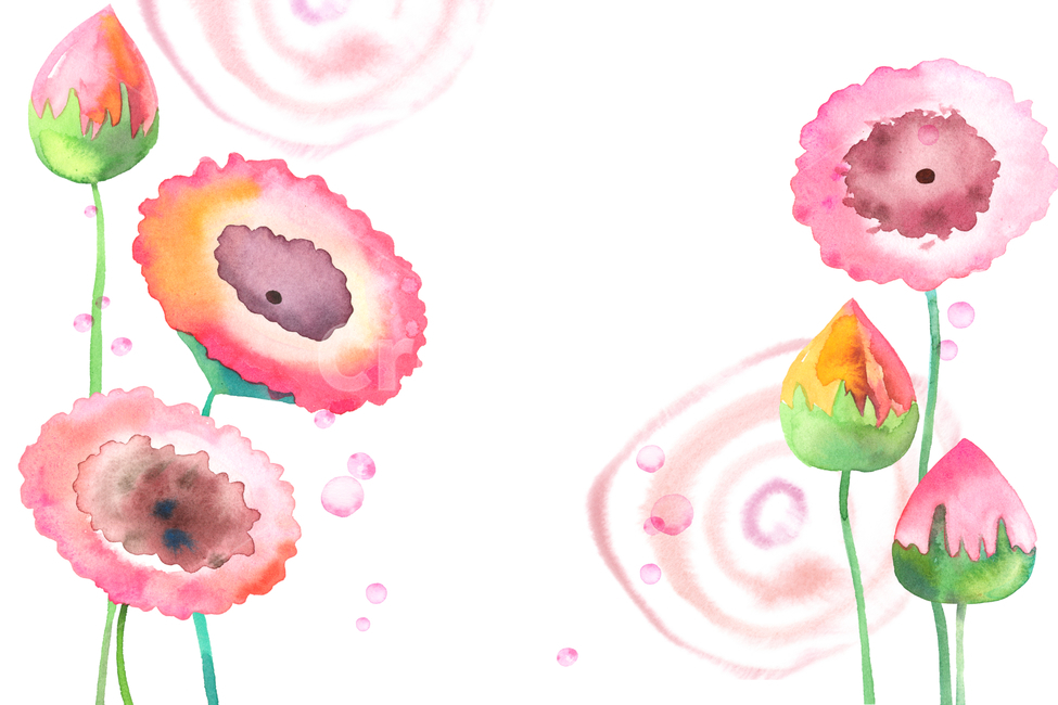 꽃,봄,수묵화,수채화,수작업,동양화,서양화,물감,꽃패턴,자연,봄배경,물방울,연꽃,꽃송이,일러스트,삽화